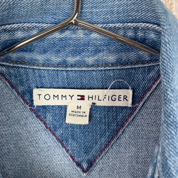 TOMMY HILFIGER Vintage Light Blue Denim Jean Button Jacket M Medium VTG - Picture 4 of 8